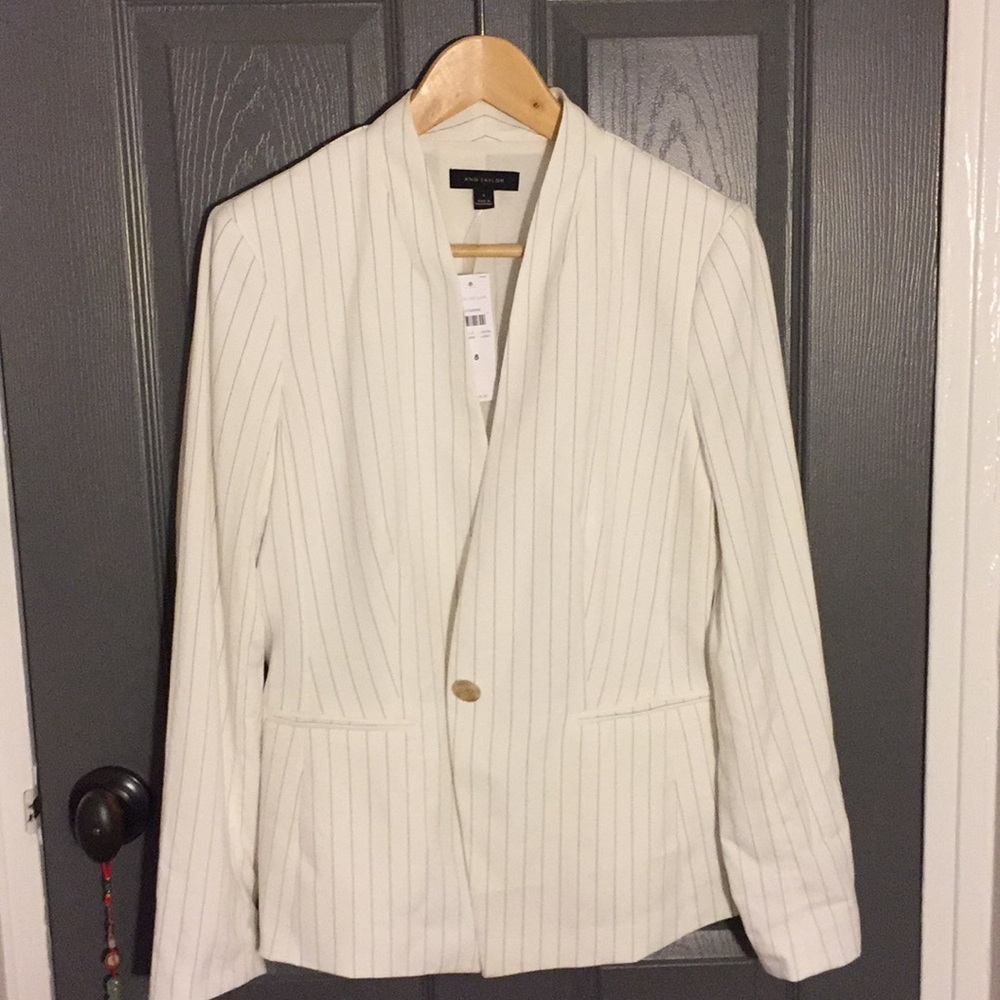 NWT Ann Taylor Striped Blazer (Sz8 white/navy)